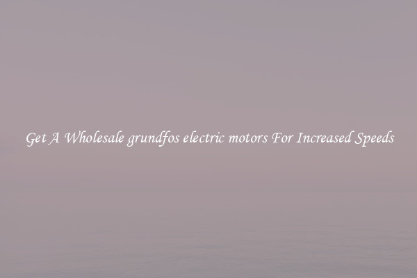 Get A Wholesale grundfos electric motors For Increased Speeds